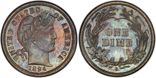 1894-S Barber Dime Auténtico
