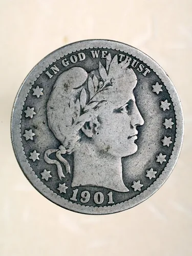 1901 Barber Quarter Auténtico