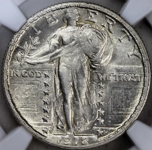 1918/7-S Standing Liberty Quarter Auténtico