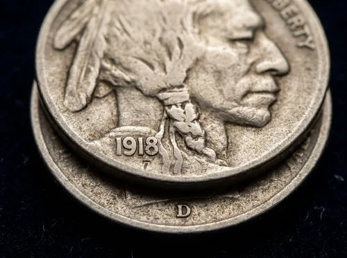 1918 sobre 7 ceca Denver Buffalo Nickel Overdate