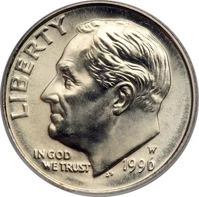 1996-W Roosevelt Dime West Point Auténtico