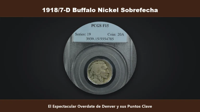 1918 sobre 7 Denver Buffalo Nickel sobrefecha overdate puntos clave