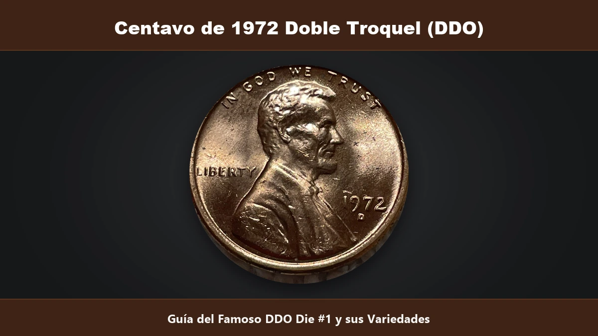 Centavo de 1972 doble troquel DDO die 1 duplicacion en LIBERTY e IN GOD WE TRUST