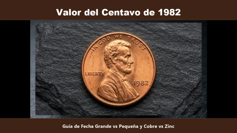 Valor del centavo de 1982 fecha grande vs pequeña cobre 3.11g vs zinc 2.5g