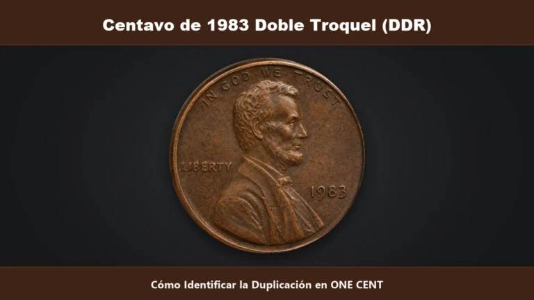 Centavo de 1983 doble troquel reverso DDR duplicacion fuerte en ONE CENT y UNITED STATES