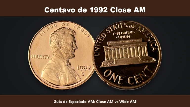 Centavo de 1992 Close AM vs Wide AM error de transicion valor numismatico