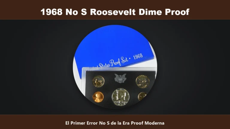 1968 No S Roosevelt Dime proof primer error sin ceca epoca moderna