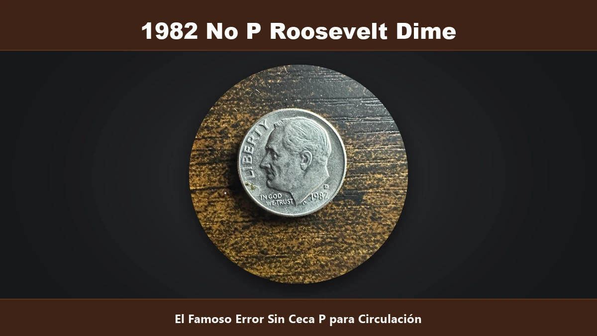 1982 No P Roosevelt Dime error sin ceca Filadelfia circulacion valor