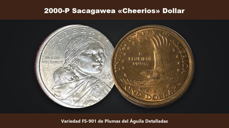 2000-P Sacagawea Cheerios Dollar variedad FS-901 de plumas detalladas del aguila valor