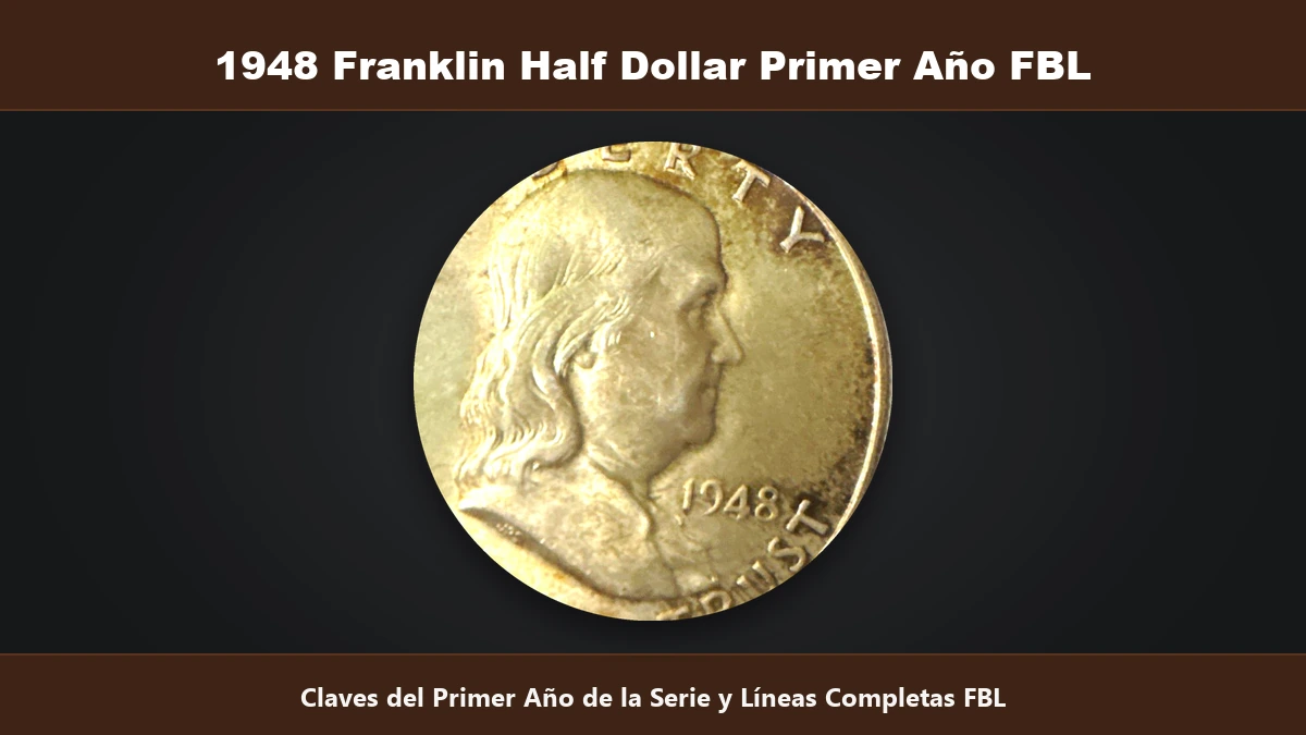 1948 Franklin Half Dollar claves del primer ano y valor de las campanas con lineas FBL