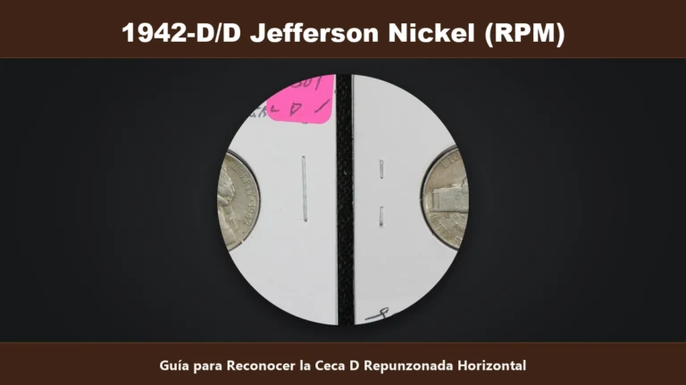 1942-D sobre D Jefferson Nickel ceca D repunzonada horizontal RPM valor
