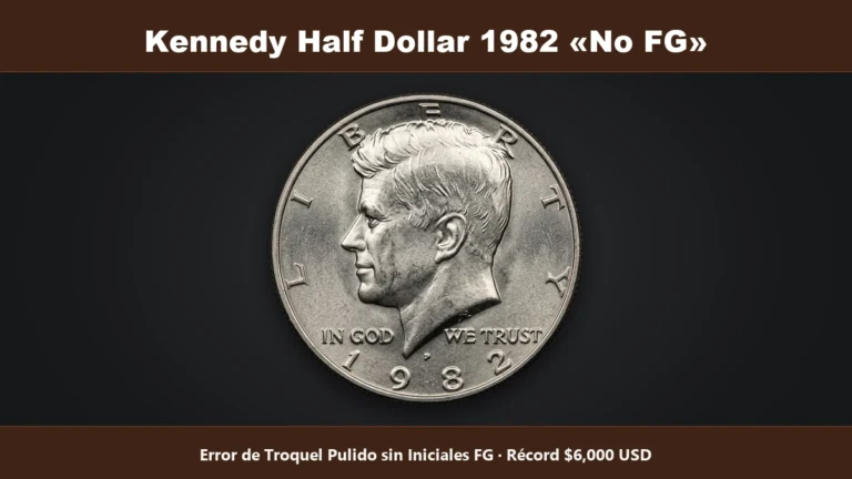 Medio Dólar Kennedy 1982 No FG error sin iniciales reverso pulido valor