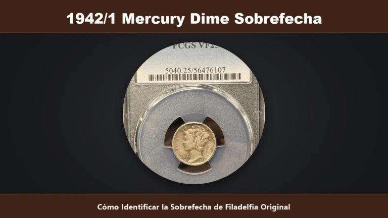 1942 sobre 1 Mercury Dime Filadelfia identificacion de la sobrefecha original