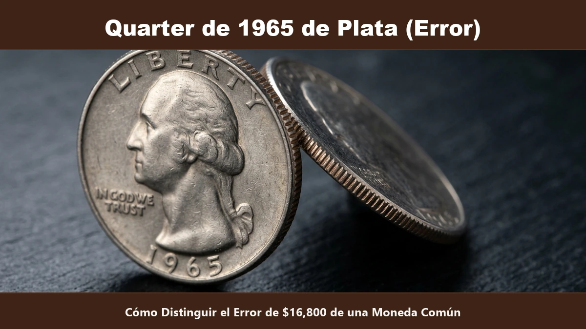 Quarter de 1965 de plata error de transicion sin linea de cobre record 16800 dolares - Coleccion y Valor Numismatico