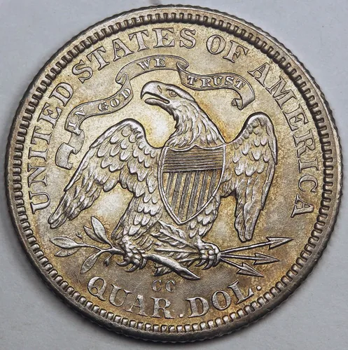 Seated Liberty Quarter Ceca CC Auténtica