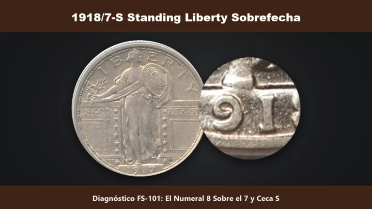 1918 sobre 7 San Francisco Standing Liberty Quarter diagnostico FS-101 sobrefecha valor