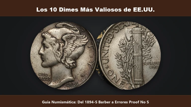 Los 10 dimes de diez centavos mas valiosos de EE.UU. Barber Mercury y Roosevelt No S