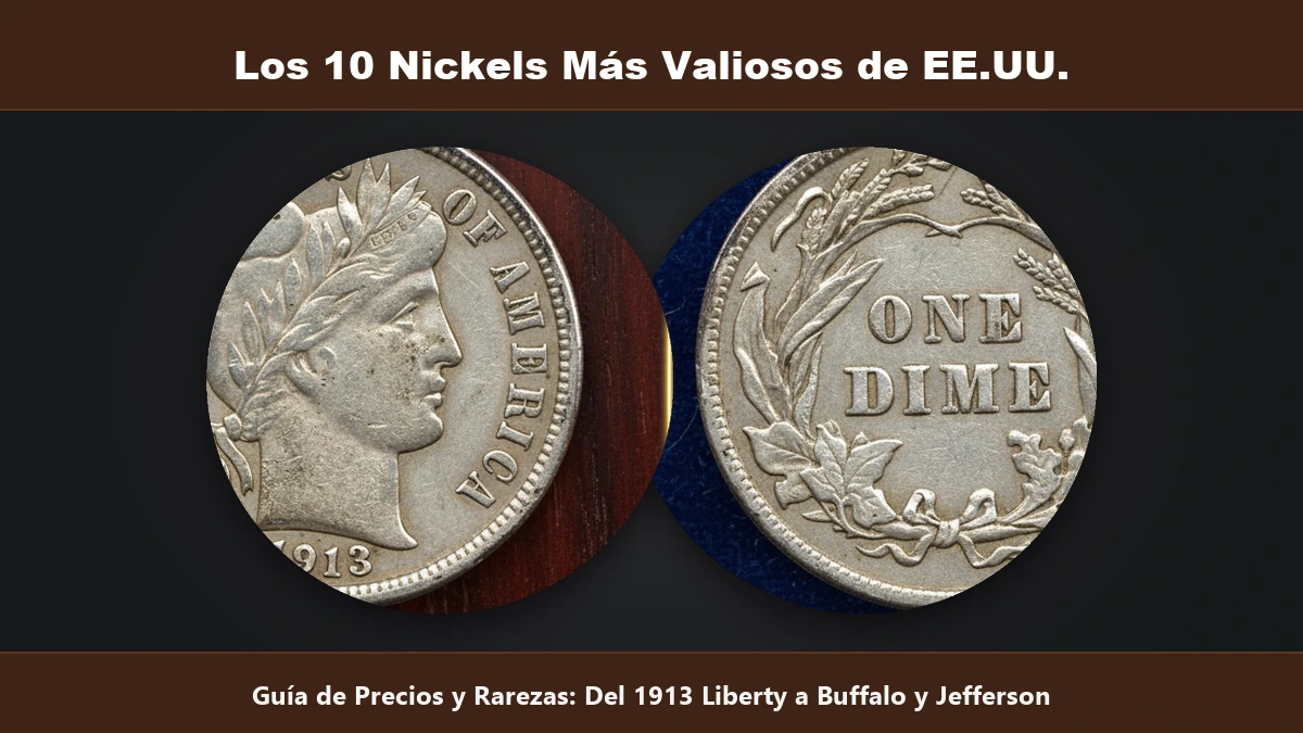 Los 10 nickels de 5 centavos mas valiosos de EE.UU. Liberty Head Buffalo y Jefferson