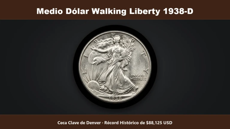Medio Dólar Walking Liberty 1938-D ceca Denver valor y guía de identificación