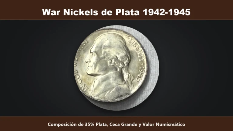 War Nickels de plata 1942 a 1945 composicion 35 por ciento plata ceca grande